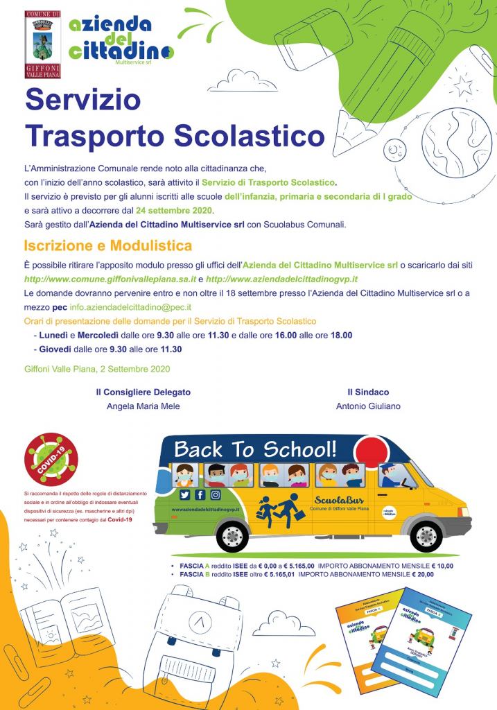 SERVIZIO DI TRASPORTO SCOLASTICO 2020/2021