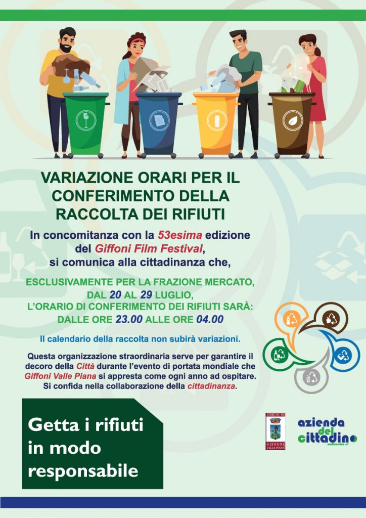 VARIAZIONE ORARI PER IL CONFERIMENTO DELLA RACCOLTA DEI RIFIUTI